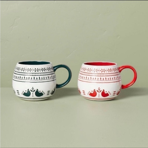 Hearth & Hand Other - 2 | 14oz Nordic Christmas Fair Isle Stoneware Mugs - Hearth & Hand Magnolia